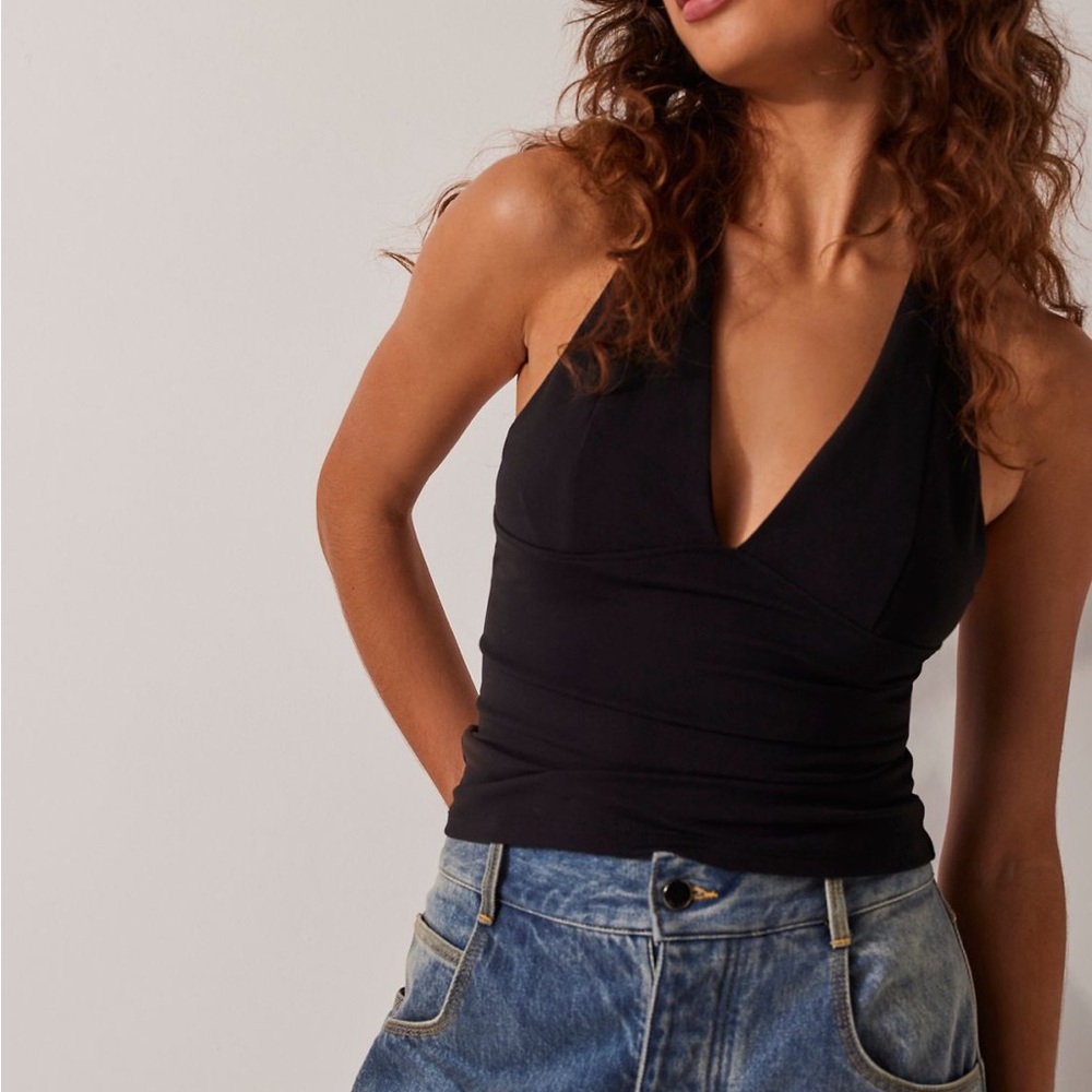 Free People Black Halter Tank Top